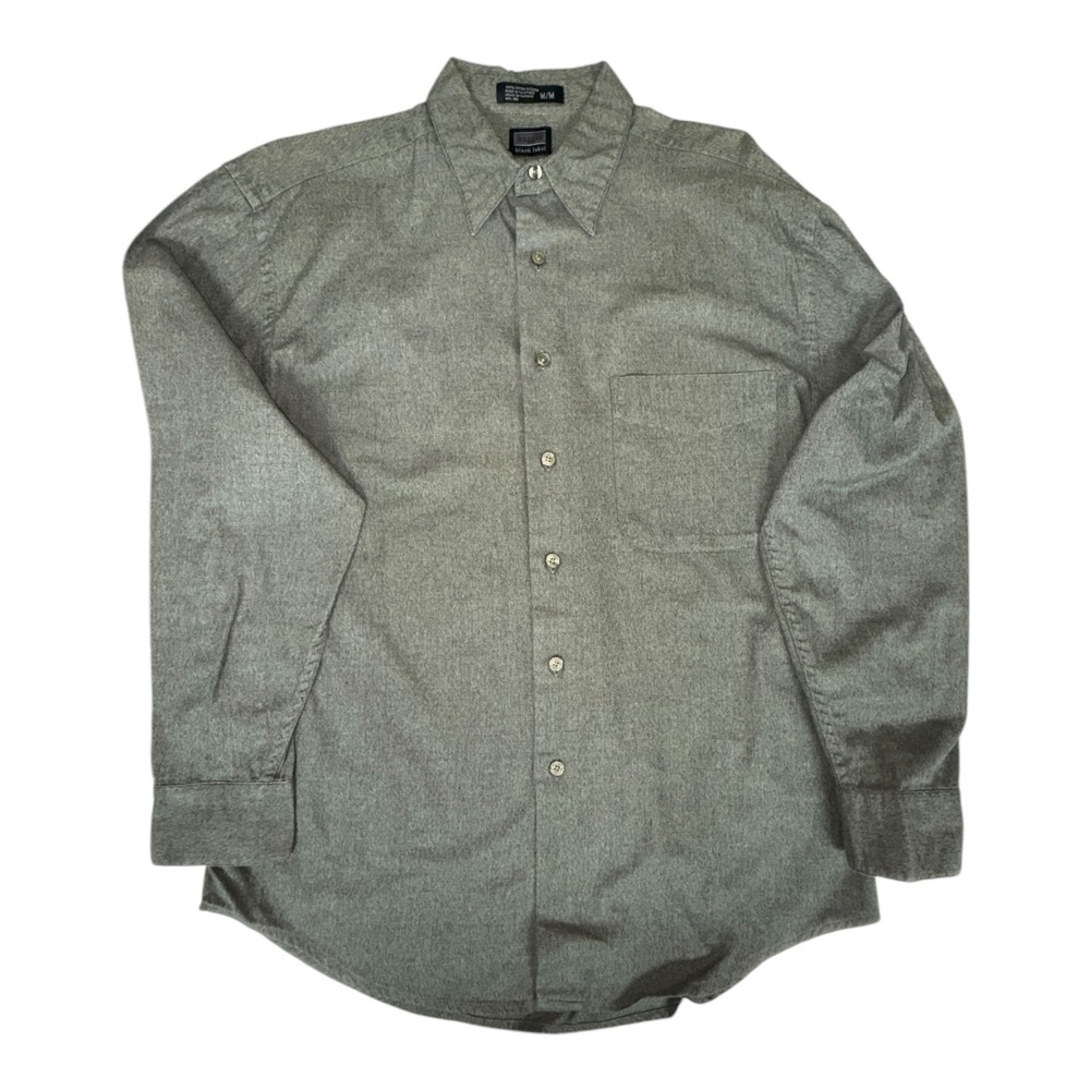 Haggar Button Down Shirt Mens M Gray Slim Fit Long Sleeve Cotton Blend 27158